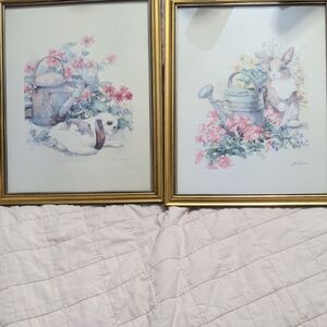Set Of Two Framed Prints Jodi Jensen Rabbit Bunny Watercolors